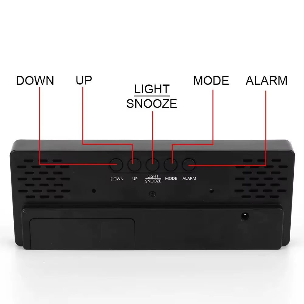 Smart Alarm Clock Bedside Table Led Alarm Clock Digital Children'S Electronic Alarm Clock Curved Screen Mirror Temperature