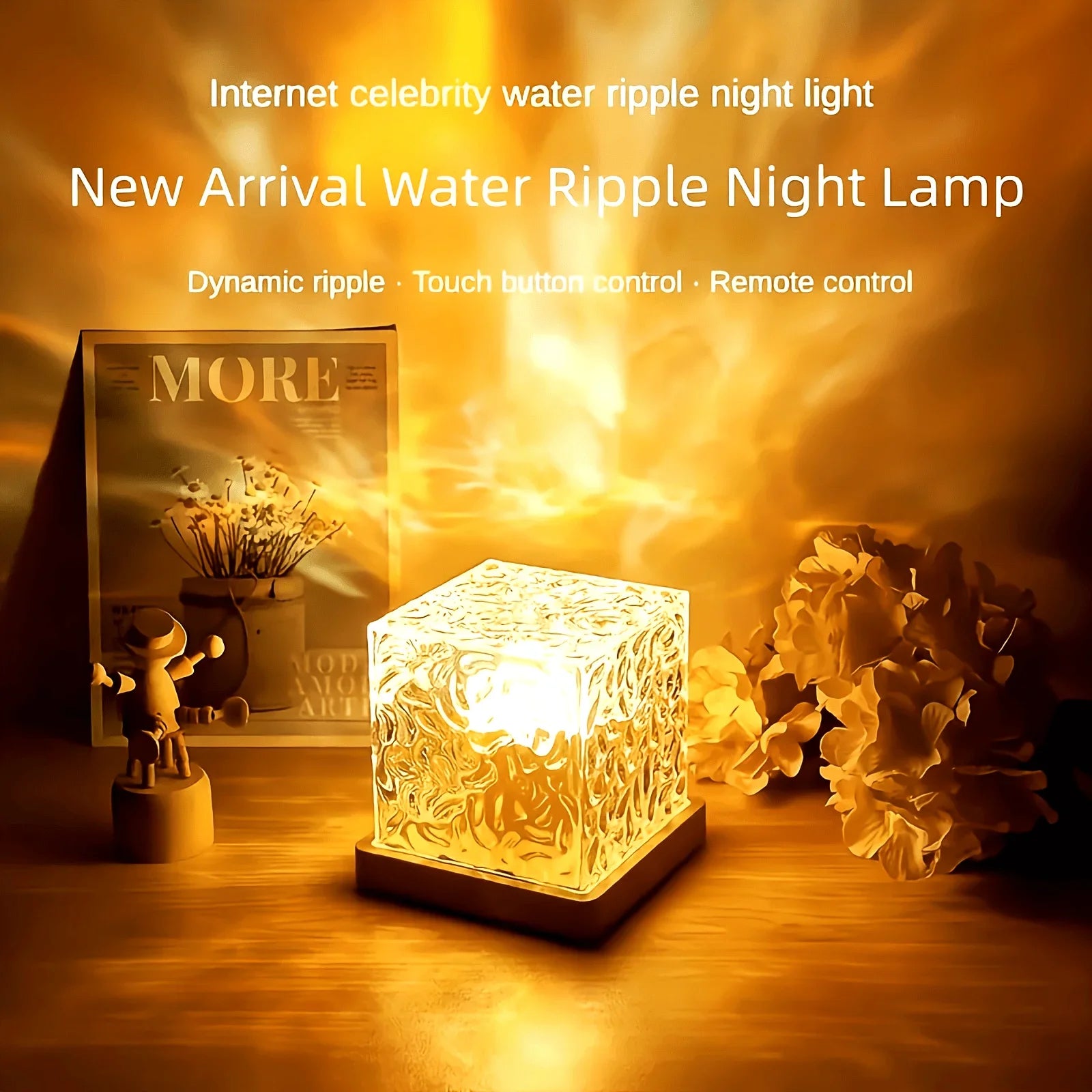 16Colors Ocean Wave Aurora Projector Light Touch LED Night Light Remote Dimmable Auto Rotating USB Powered Gift Party Decoration