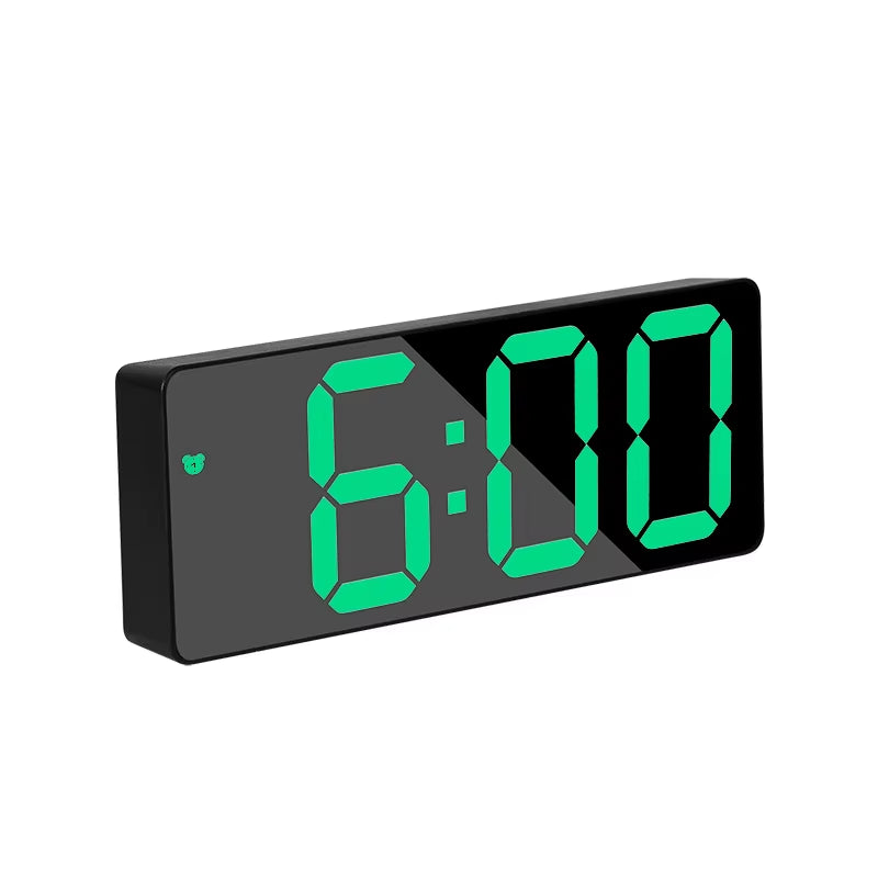 Smart Alarm Clock Bedside Table Led Alarm Clock Digital Children'S Electronic Alarm Clock Curved Screen Mirror Temperature