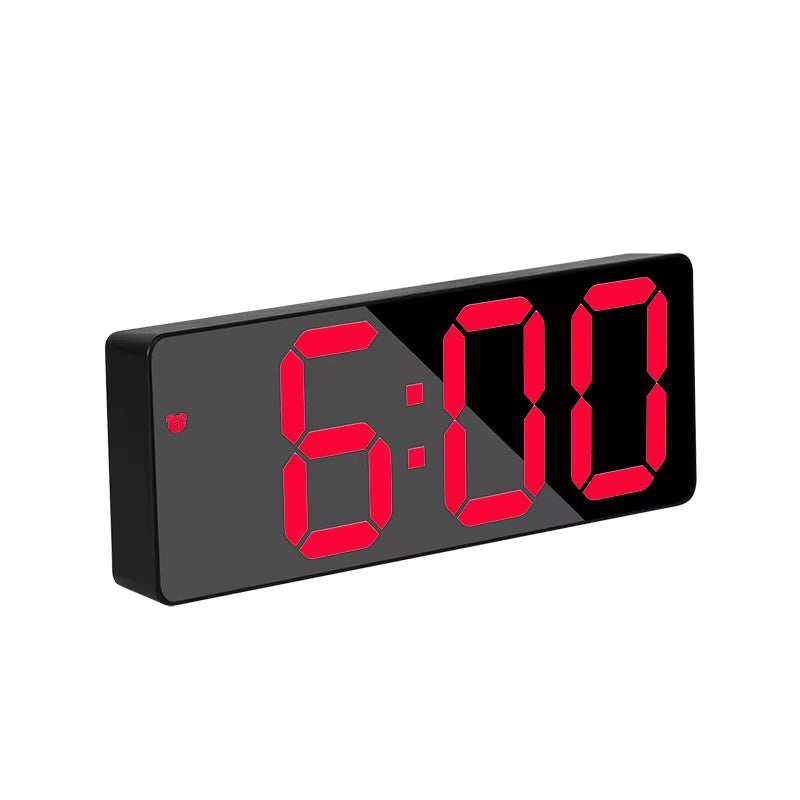 Smart Alarm Clock Bedside Table Led Alarm Clock Digital Children'S Electronic Alarm Clock Curved Screen Mirror Temperature